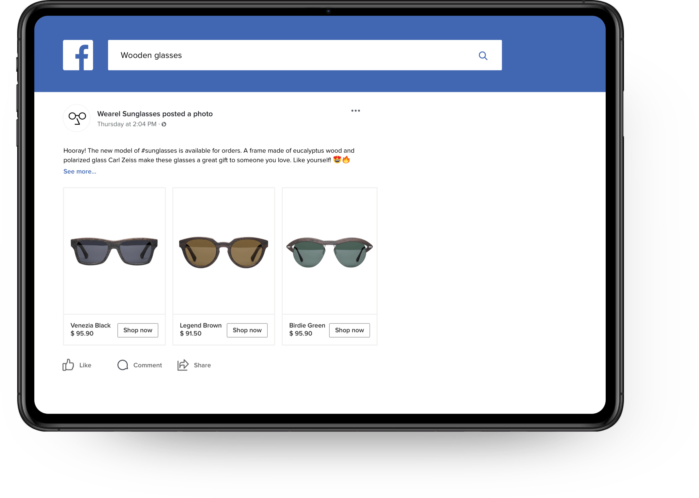 facebook on tablet